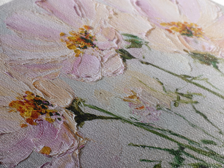 Cosmos Flowers Swaying Framed Canvas Print, Floral Art, Gallery Decor, Living Room Decor, Fine Art, Bloom, Wall Art, Home Decor, FLO-3x2-27