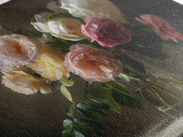 Dark Moody Roses Canvas Print, Floral Art, Floral Art Prints, Living Room Decor, Oil Painting, Bloom, Statement Artwork, FLO-3x2-54