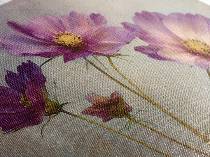 Cosmos Flowers Swaying Framed Canvas Print, Floral Art, Dark Academia Decor, Living Room Decor, Bloom, Printable Artwork, FLO-3x2-99