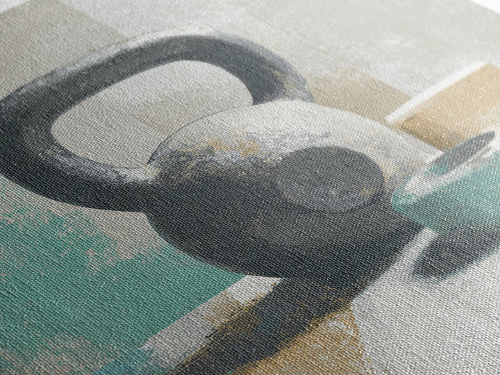 Kettlebell and Chalk Dust Canvas Print, Fitness Studio Art, Home Gym Sign, Gym Decor, Oil Painting, Motion, Motivational Canvas, FSA-1x1-30