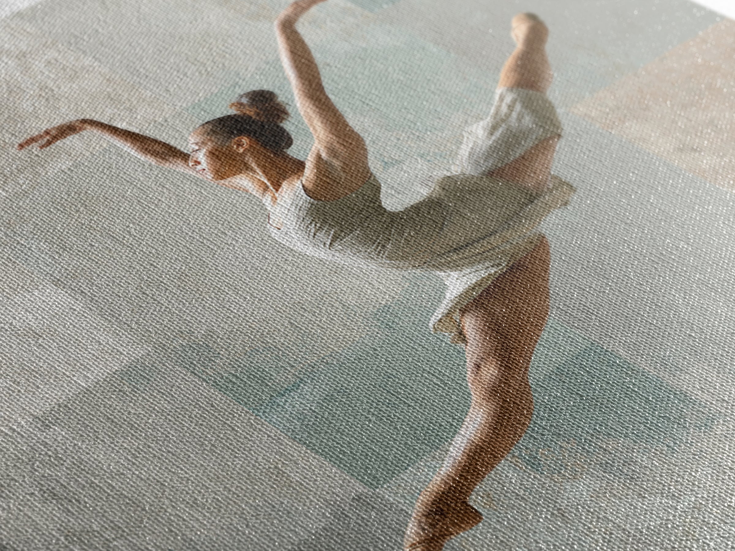 Dancer Leap with Painterly Energy Framed Canvas Print, Fitness Studio Art, Home Decor, Gym Decor, Fine Art, Motion, FSA-1x1-83