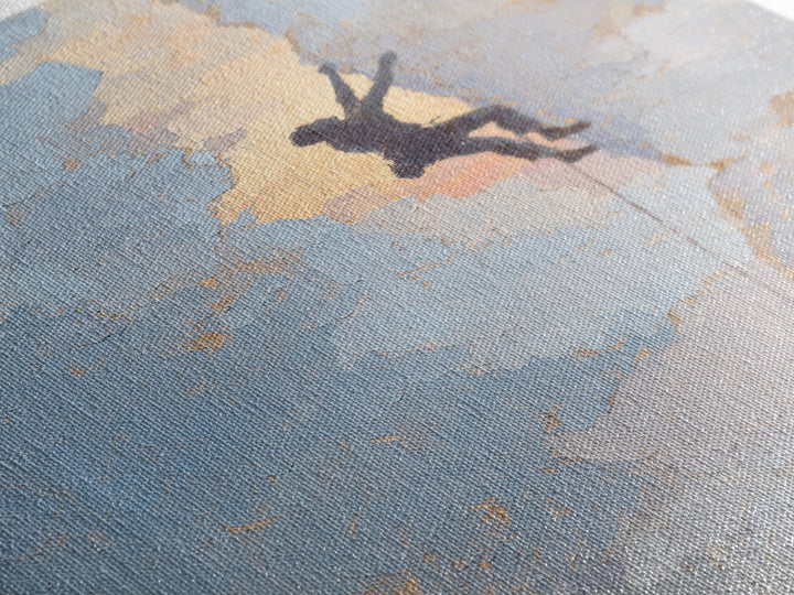 Rock Climber Reaching Toward Warm Light Framed Canvas Print, Fitness Studio Art, Physical Therapy Art, Gym Decor, Abstract Art, FSA-2x3-47