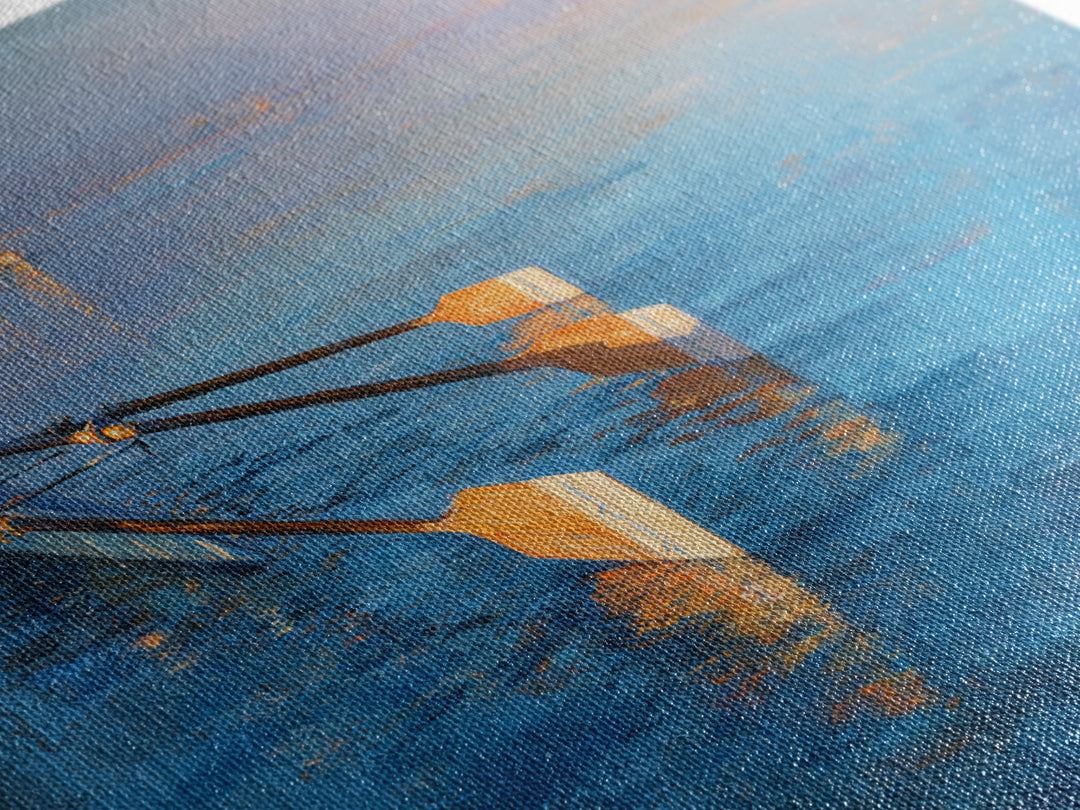 Rowing Oars Cutting Through Blue Water Canvas Print, Fitness Studio Art, Art Print, Gym Decor, Watercolor Art, Motion, FSA-3x2-16