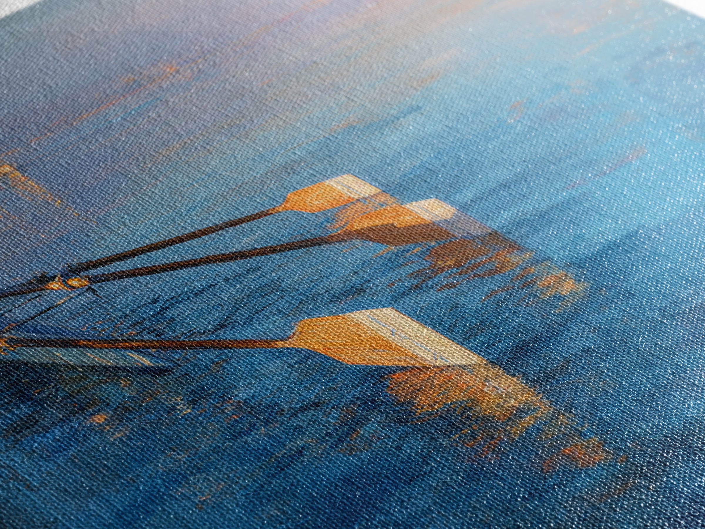 Rowing Oars Cutting Through Blue Water Canvas Print, Fitness Studio Art, Art Print, Gym Decor, Watercolor Art, Motion, FSA-3x2-16