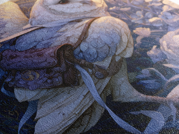 Owl Messenger Carrying a Tiny Ribbon Canvas Print, Fairy Tale Art, Gallery Decor, Living Room Decor, Fine Art, Storybook, FTA-1x1-17