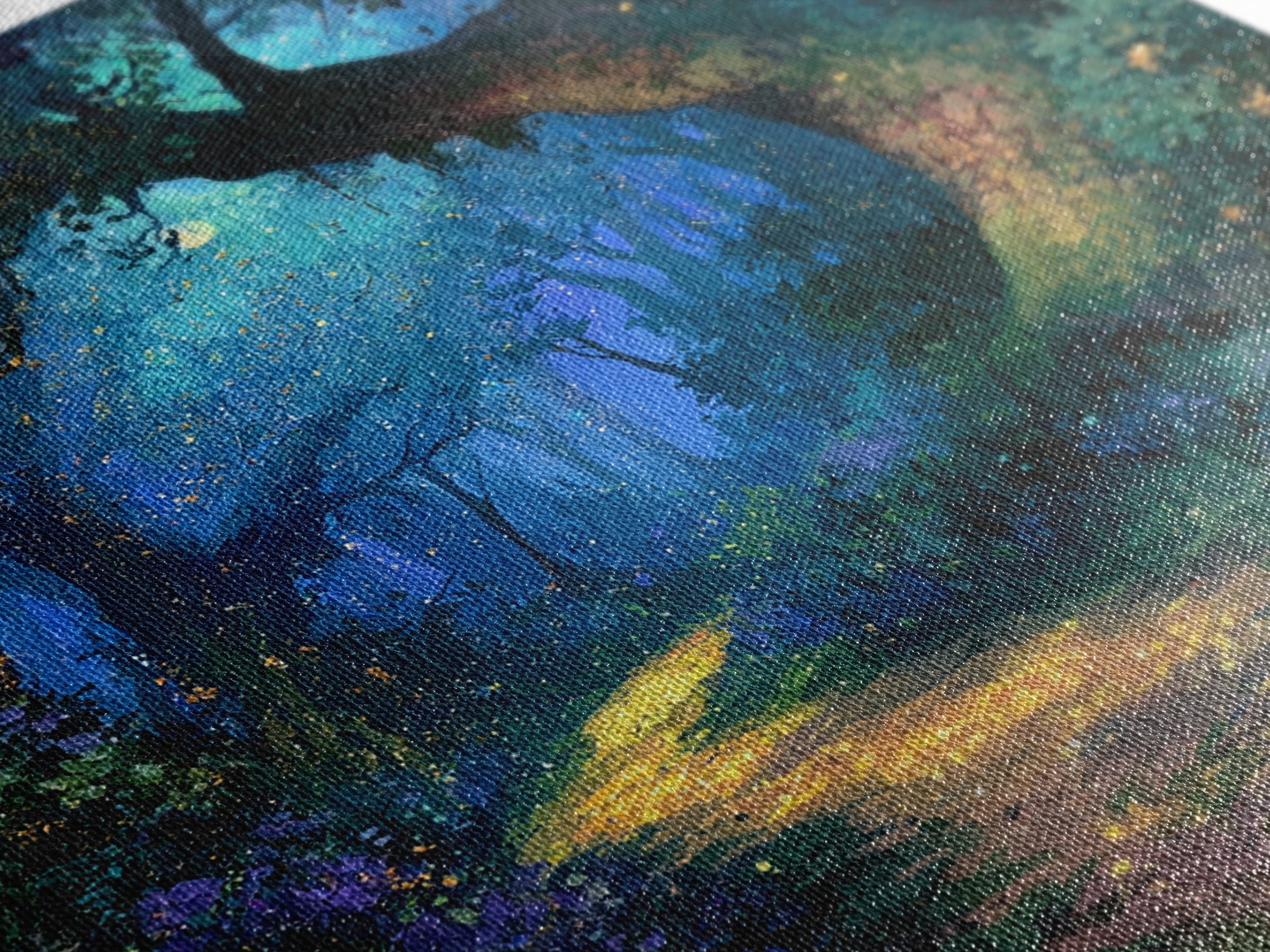 Enchanted Forest Path Glowing Canvas Print, Fairy Tale Art, Room Decor, Living Room Decor, Fine Art, Storybook, Original Art, FTA-1x1-25