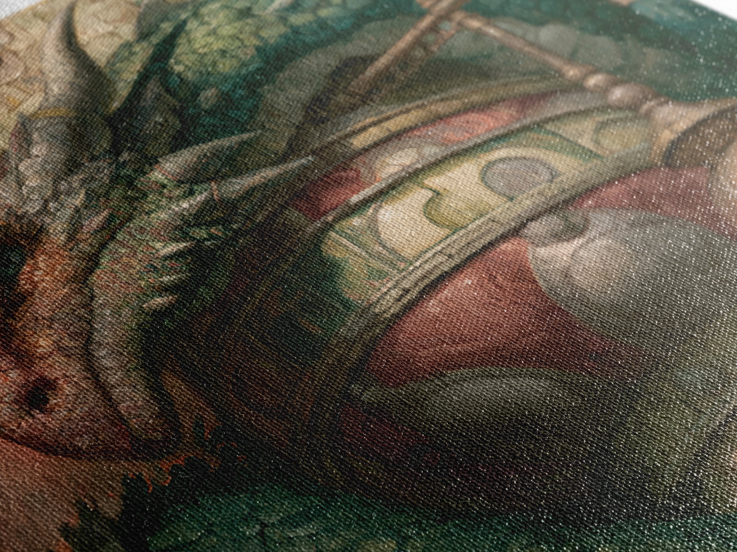 Dragon Curled Around a Jeweled Tower Framed Canvas Print, Fairy Tale Art, Textured Painting, Living Room Decor, Storybook, FTA-1x1-29