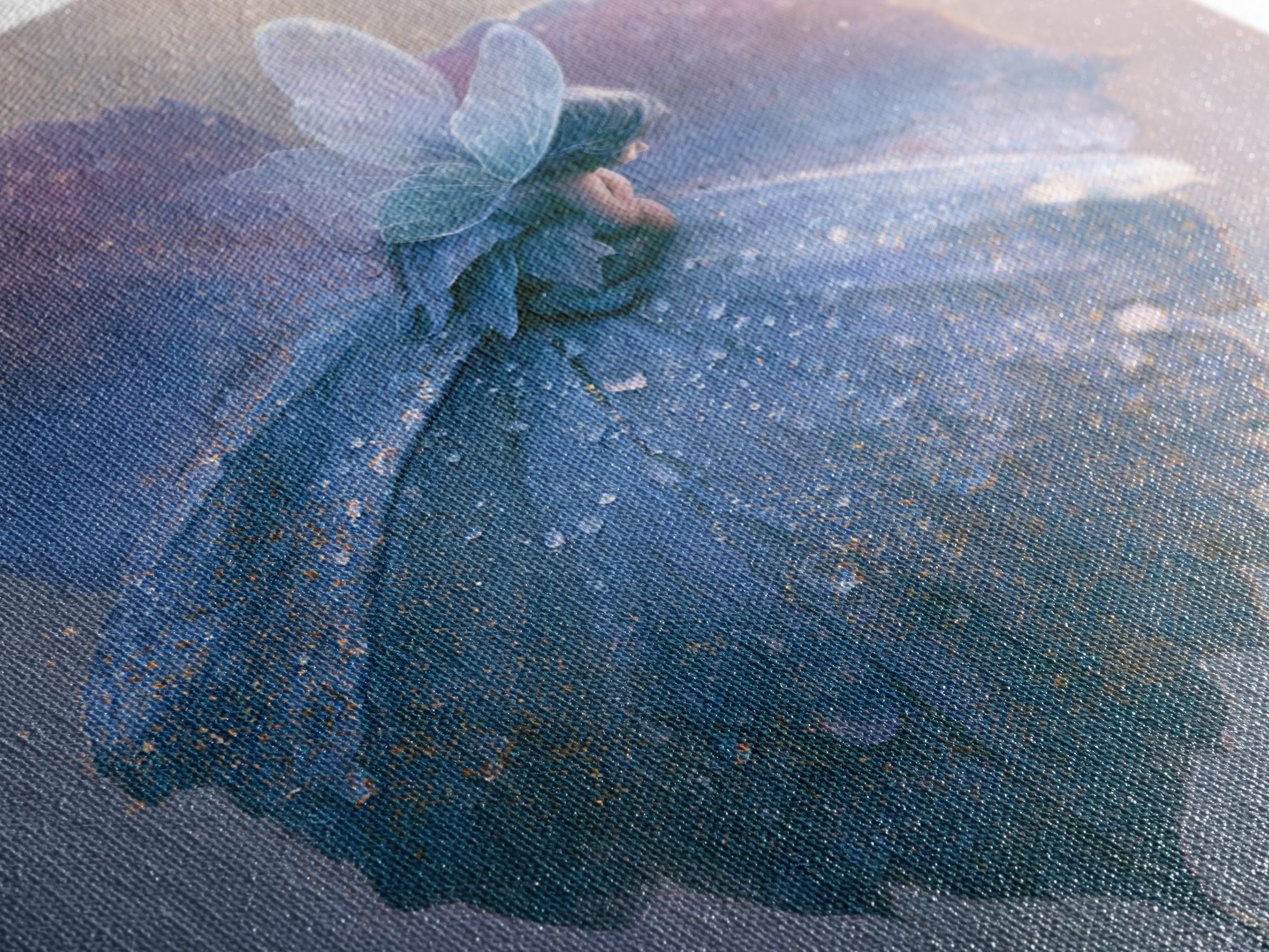 Tiny Fairy Resting on a Dew Covered Canvas Print, Fairy Tale Art, Art Nouveau Print, Living Room Decor, Fine Art, Storybook, FTA-1x1-55