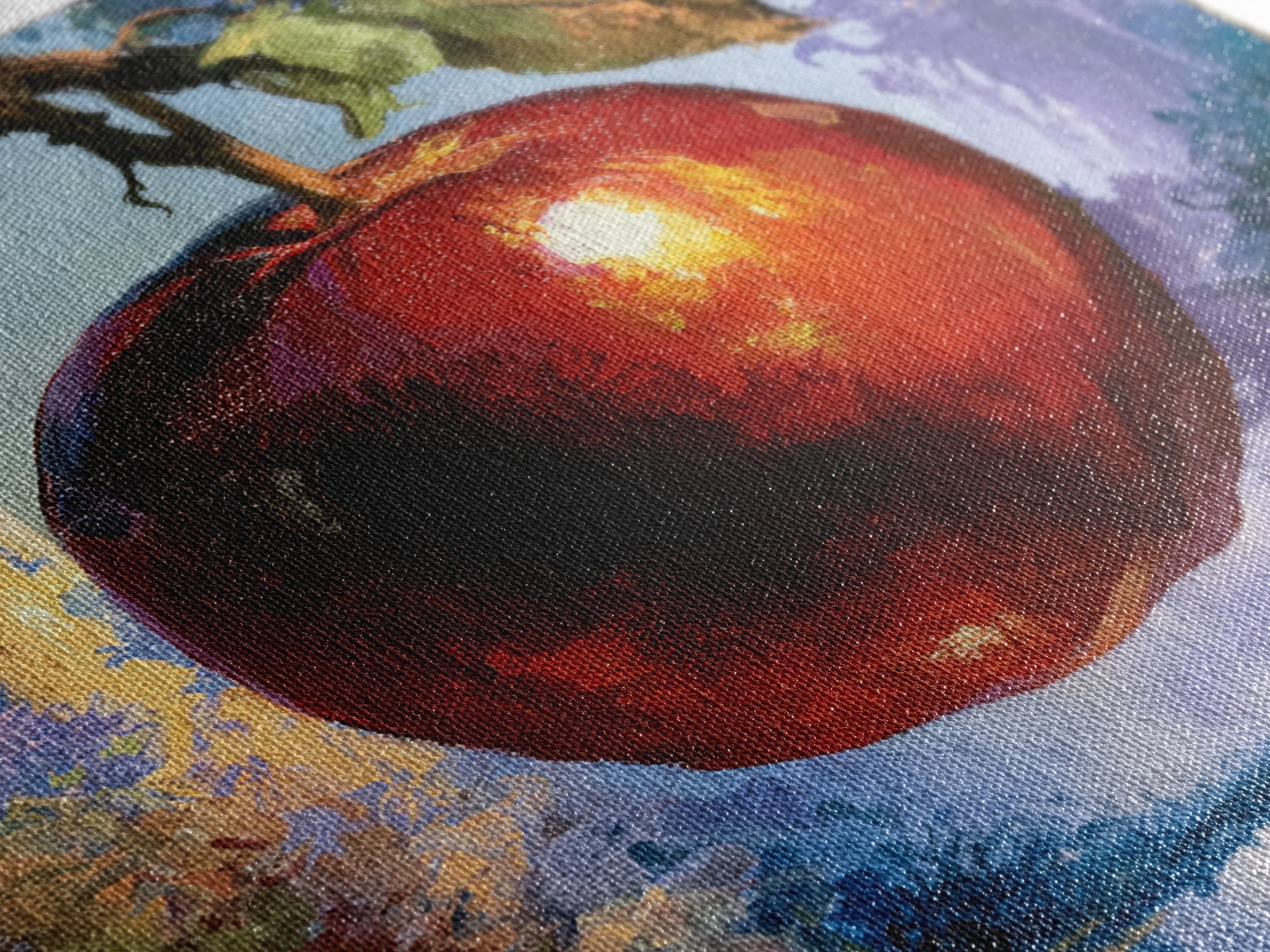 Enchanted Apple with Deep Red Shine Framed Canvas Print, Fairy Tale Art, Dark Art, Living Room Decor, Fine Art, Storybook, FTA-1x1-68