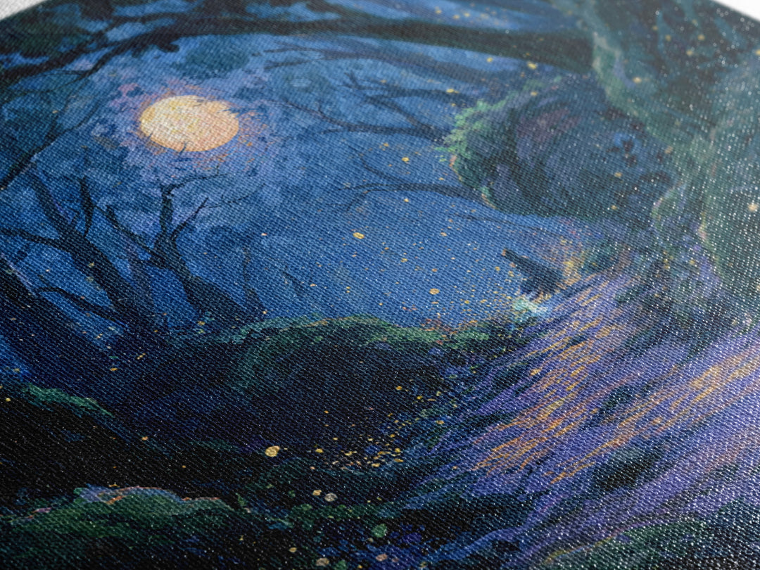 Enchanted Forest Path Glowing Canvas Print, Fairy Tale Art, Art Deco, Living Room Decor, Fine Art, Storybook, Whimsical Art, FTA-1x1-97