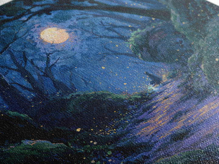 Enchanted Forest Path Glowing Canvas Print, Fairy Tale Art, Art Deco, Living Room Decor, Fine Art, Storybook, Whimsical Art, FTA-1x1-97