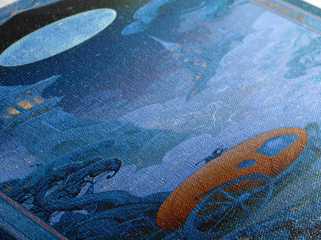 Pumpkin Carriage under Midnight Sky Canvas Print, Fairy Tale Art, Art Prints, Living Room Decor, Fine Art, Storybook, FTA-1x3-28