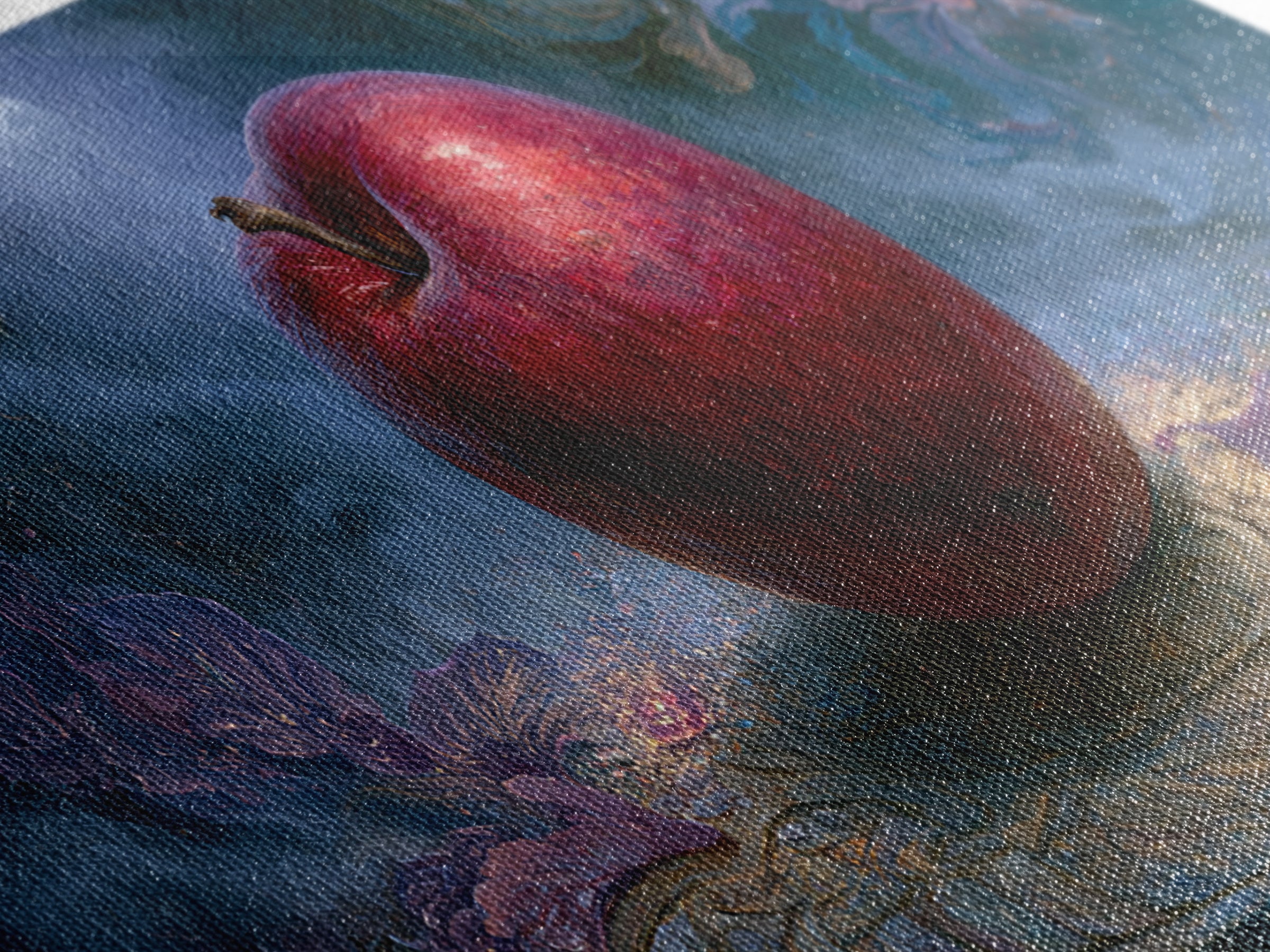 Enchanted Apple with Deep Red Shine Framed Canvas Print, Fairy Tale Art, Wall Decor, Living Room Decor, Fine Art, Storybook, FTA-2x1-40