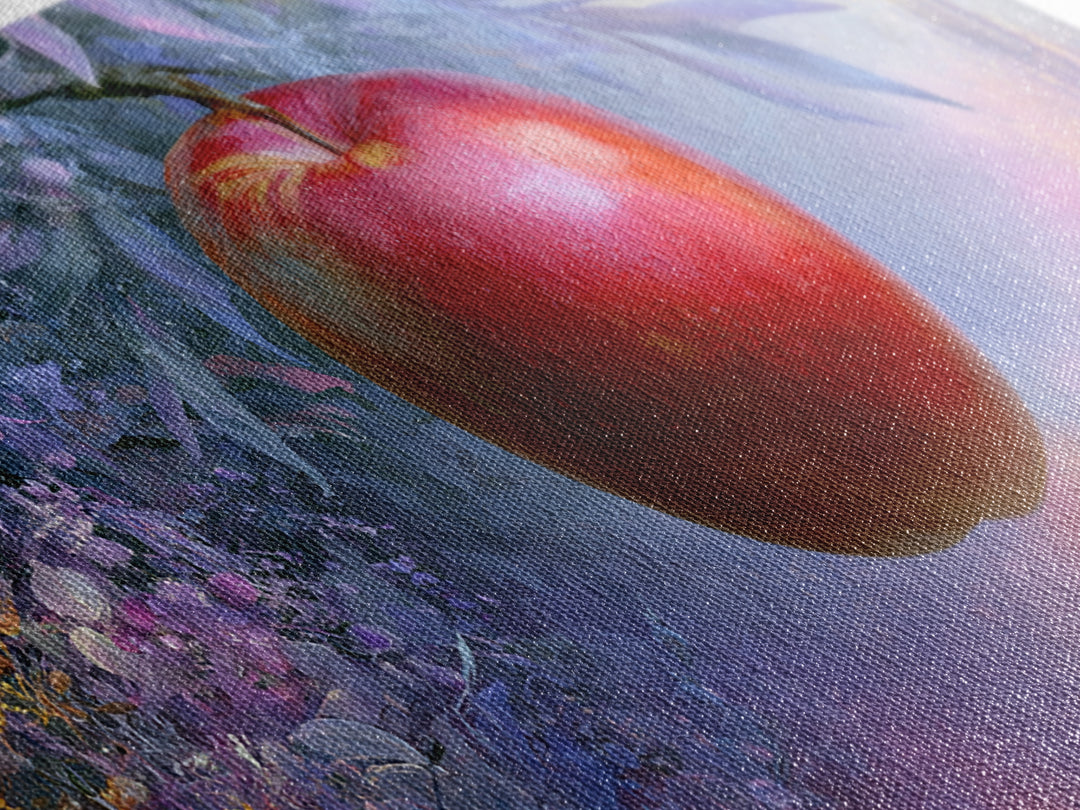 Enchanted Apple with Deep Red Shine Canvas Print, Fairy Tale Art, Original Art, Living Room Decor, Fine Art, Storybook, FTA-2x1-64