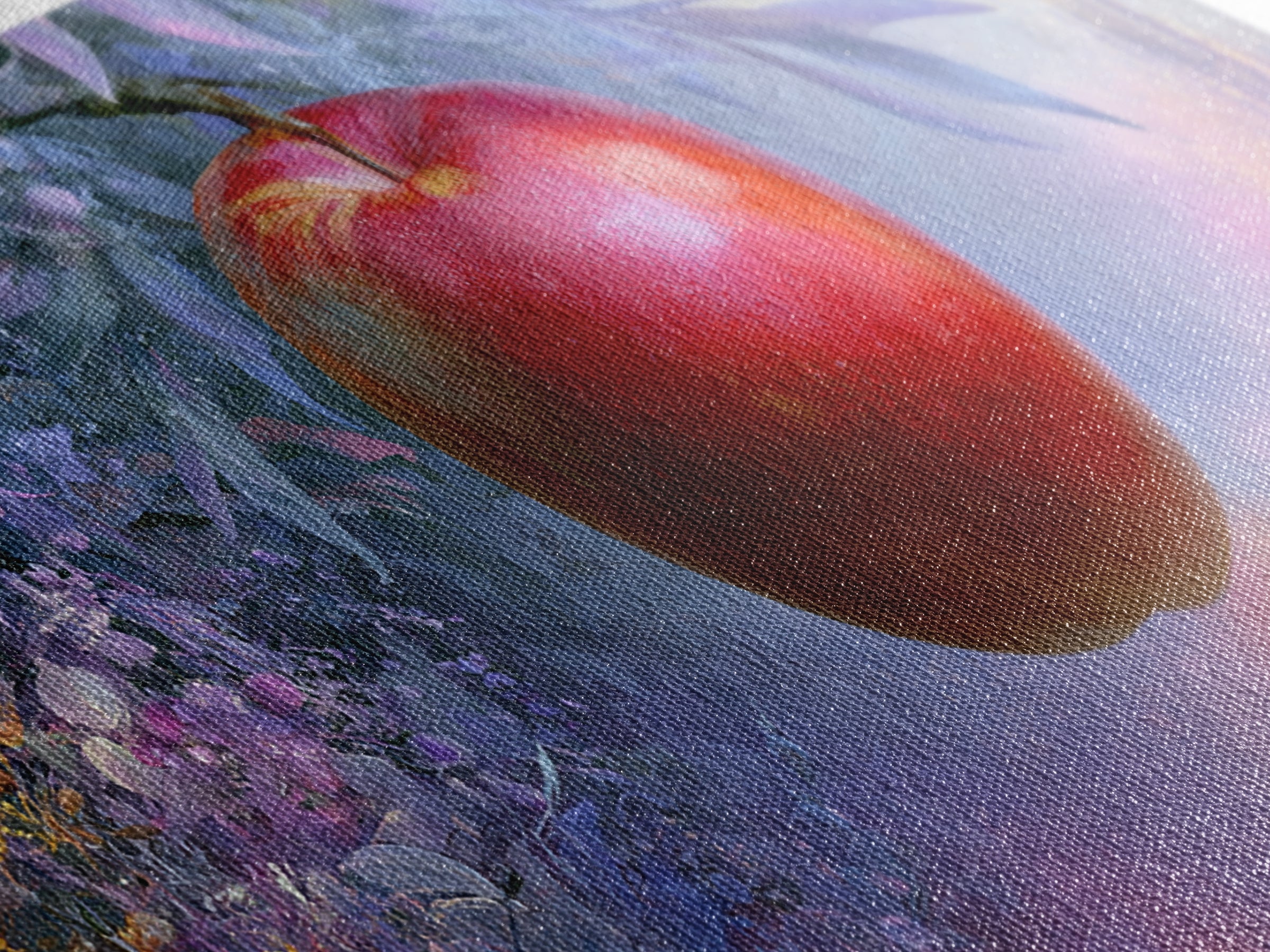 Enchanted Apple with Deep Red Shine Canvas Print, Fairy Tale Art, Original Art, Living Room Decor, Fine Art, Storybook, FTA-2x1-64