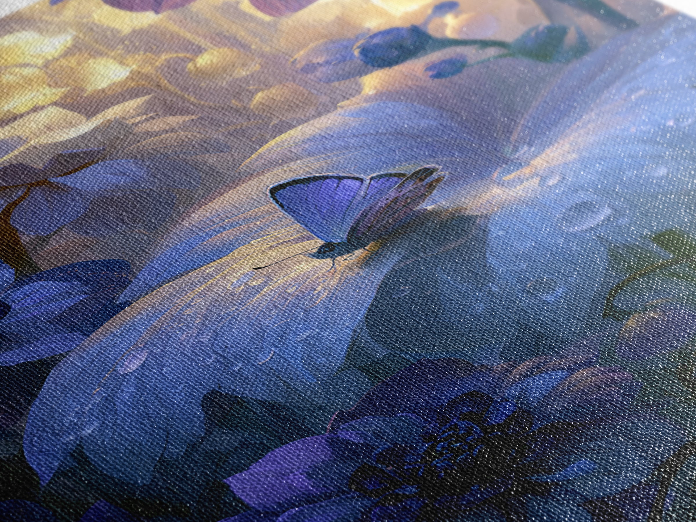 Tiny Fairy Resting on a Dew Covered Canvas Print, Fairy Tale Art, Minimalist Decor, Living Room Decor, Oil Painting, Storybook, FTA-2x3-15