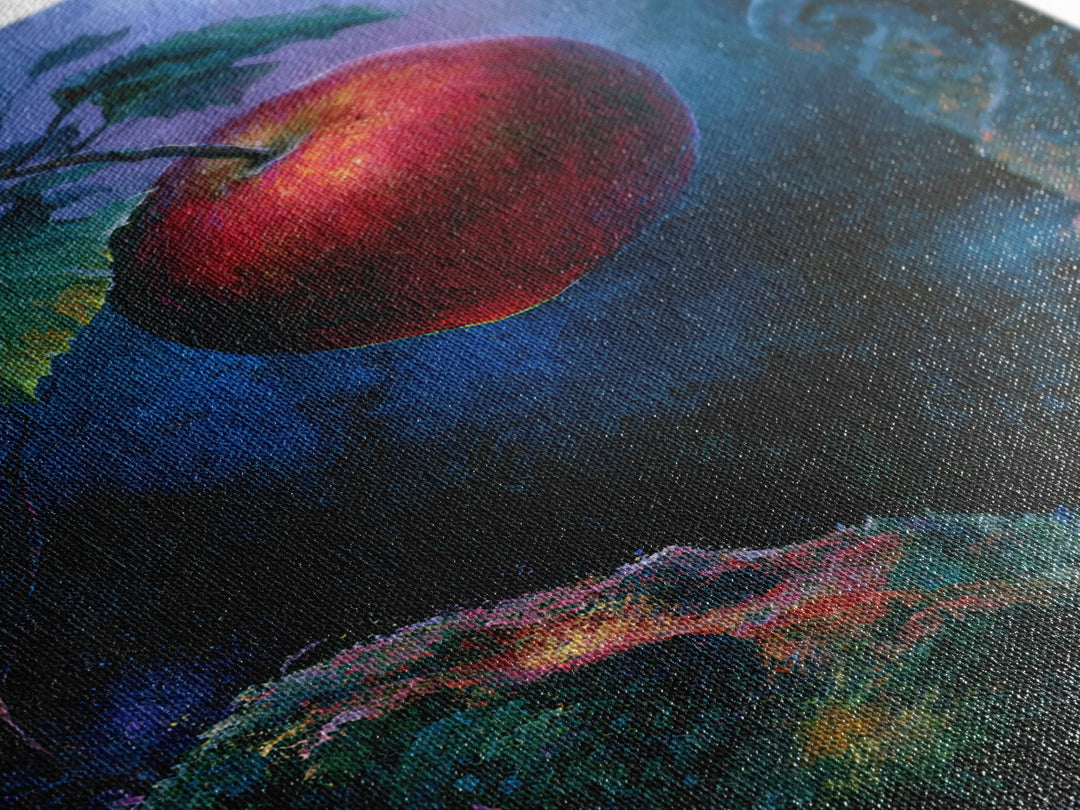 Enchanted Apple with Deep Red Shine Framed Canvas Print, Fairy Tale Art, Dark Art, Living Room Decor, Fine Art, Storybook, FTA-2x3-28