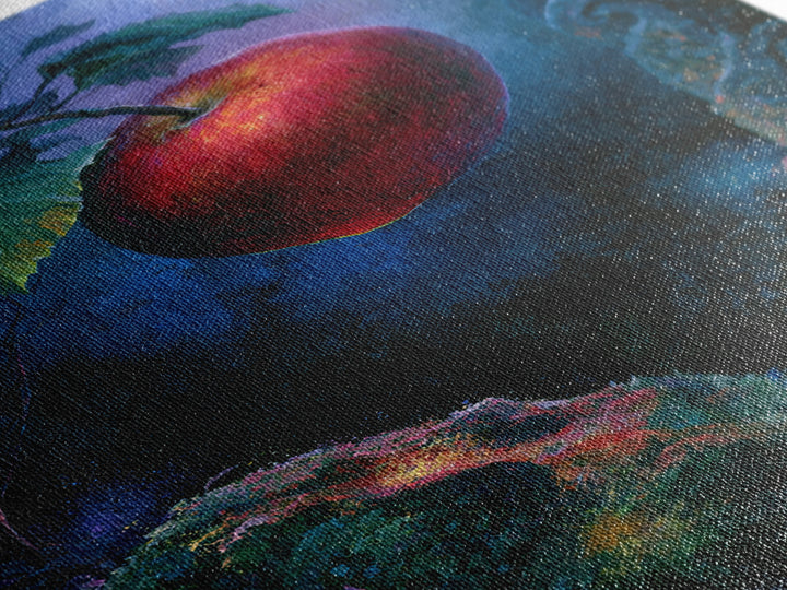 Enchanted Apple with Deep Red Shine Framed Canvas Print, Fairy Tale Art, Dark Art, Living Room Decor, Fine Art, Storybook, FTA-2x3-28