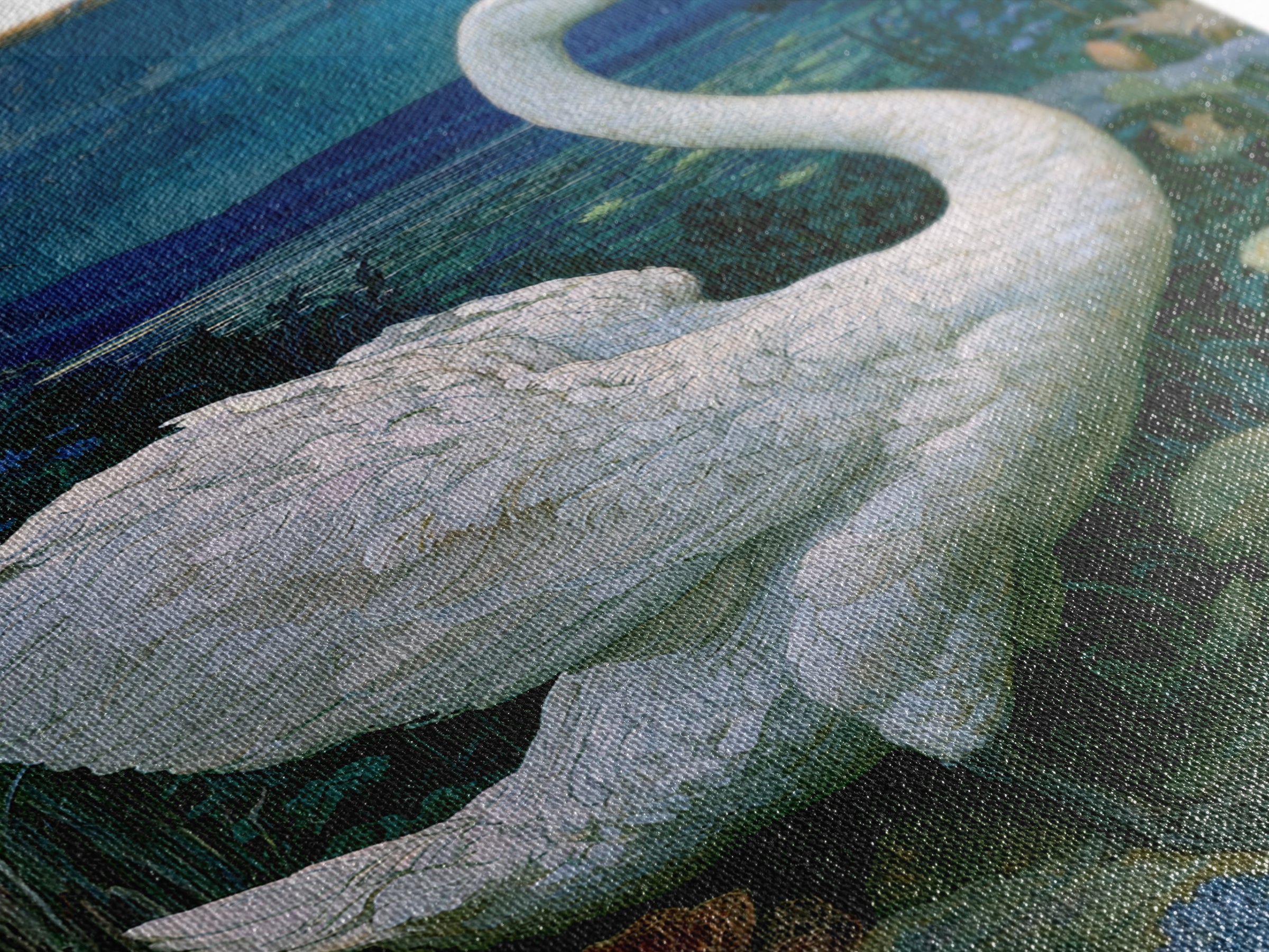White Swan Transformation Scene Framed Canvas Print, Fairy Tale Art, Abstract Art, Living Room Decor, Storybook, Kids Room Art, FTA-2x3-47