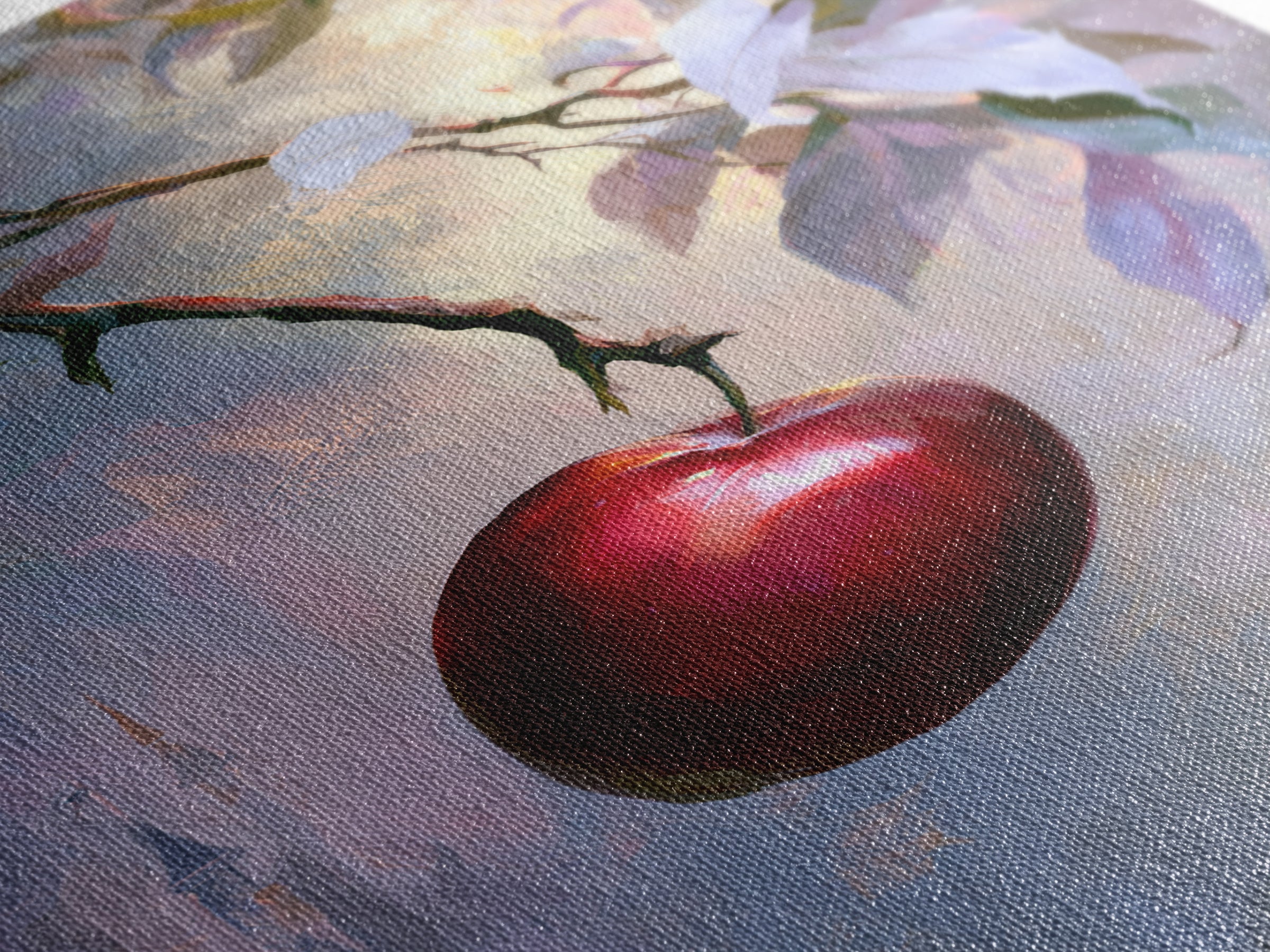Enchanted Apple with Deep Red Shine Framed Canvas Print, Fairy Tale Art, Wall Decor, Living Room Decor, Fine Art, Storybook, FTA-2x3-52