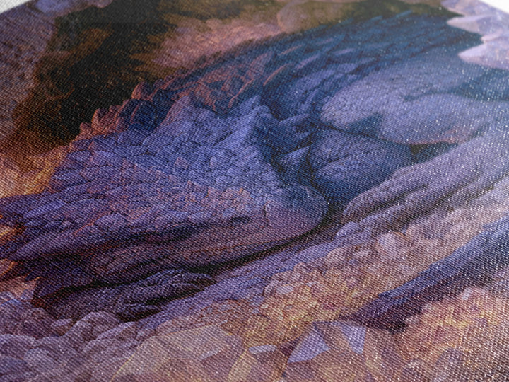 Sleeping Dragon in a Cave of Crystals Canvas Print, Fairy Tale Art, Nursery Wall Art, Living Room Decor, Storybook, Fantasy Art, FTA-2x3-80