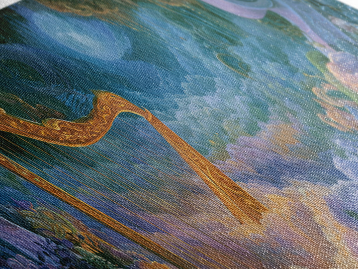 Golden Harp in a Cloud Kingdom Canvas Print, Fairy Tale Art, Boho Decor, Living Room Decor, Oil Painting, Storybook, Art Print, FTA-3x1-62