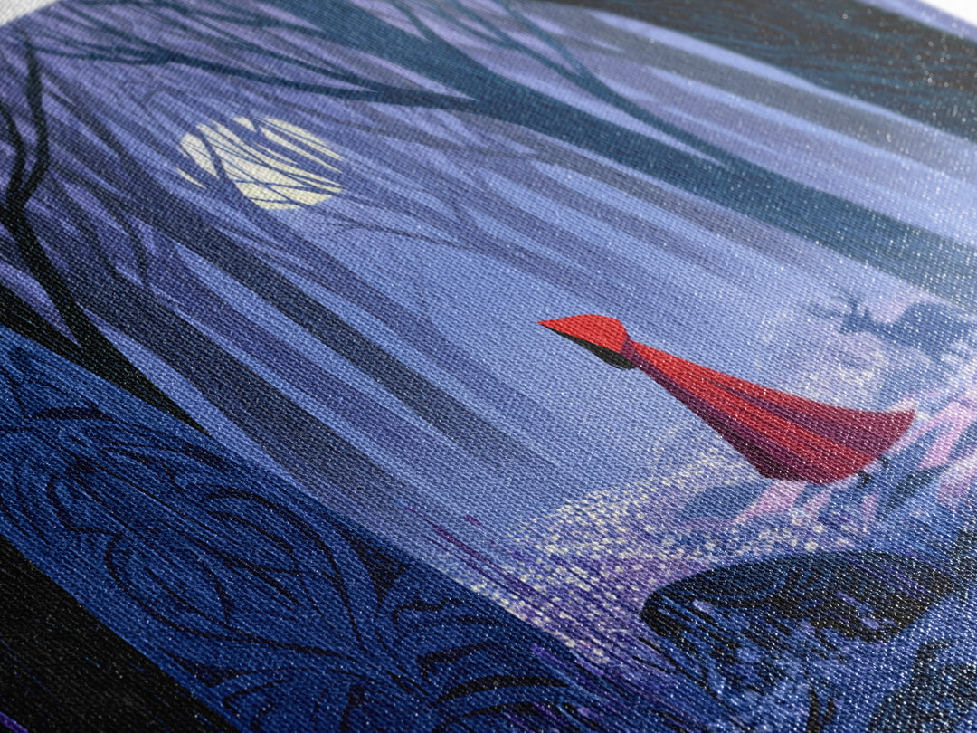 Red Cloak Figure Walking Through Dark Woods Canvas Print, Fairy Tale Art, Dark Art, Living Room Decor, Fine Art, Storybook, FTA-3x2-12