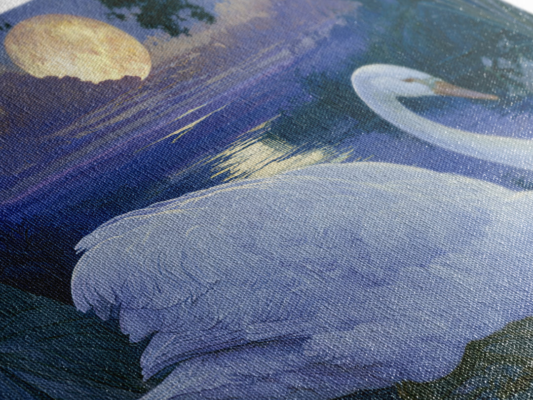 White Swan Transformation Scene Framed Canvas Print, Fairy Tale Art, Statement Artwork, Living Room Decor, Fine Art, Storybook, FTA-3x2-19