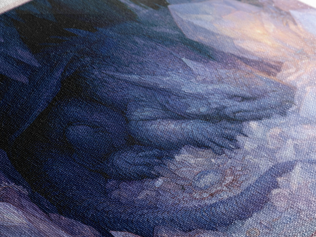 Sleeping Dragon in a Cave of Crystals Canvas Print, Fairy Tale Art, Kids Room Decor, Living Room Decor, Abstract Art, Storybook, FTA-3x2-52