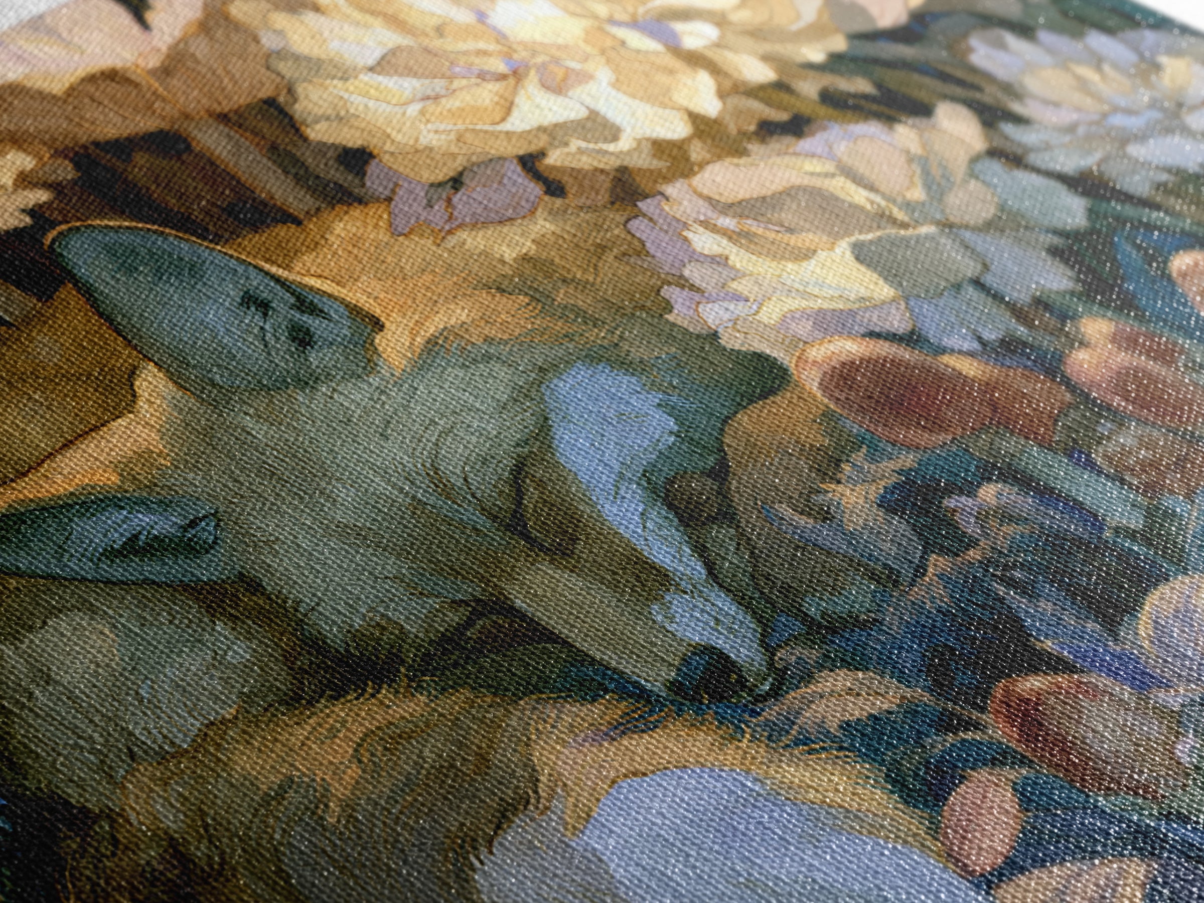 Sleeping Fox Beside a Magical Mushroom Ring Canvas Print, Fairy Tale Art, Luxury Decor, Living Room Decor, Storybook, FTA-3x2-79