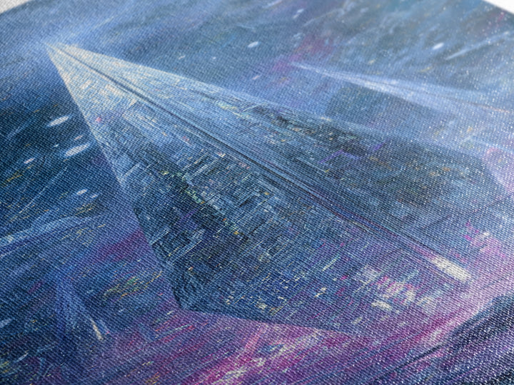 Solar Sail Ship Crossing Star Filled Space Canvas Print, Futuristic Art, Extra Large Wall Art, Living Room Decor, Future, FUT-1x3-77