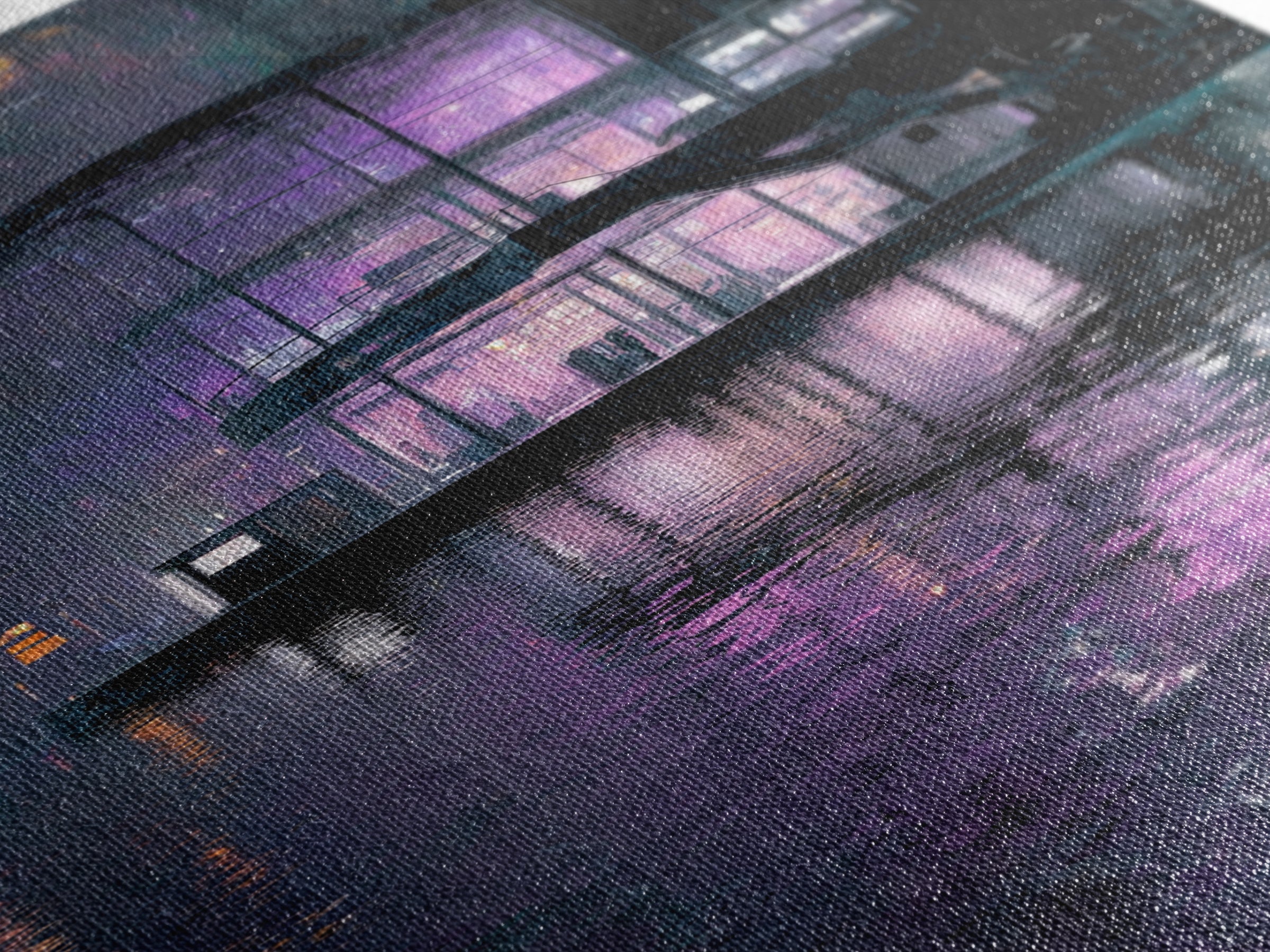 Floating Glass Architecture Above Reflective Water Canvas Print, Futuristic Art, Neutral Decor, Living Room Decor, Future, FUT-2x3-35