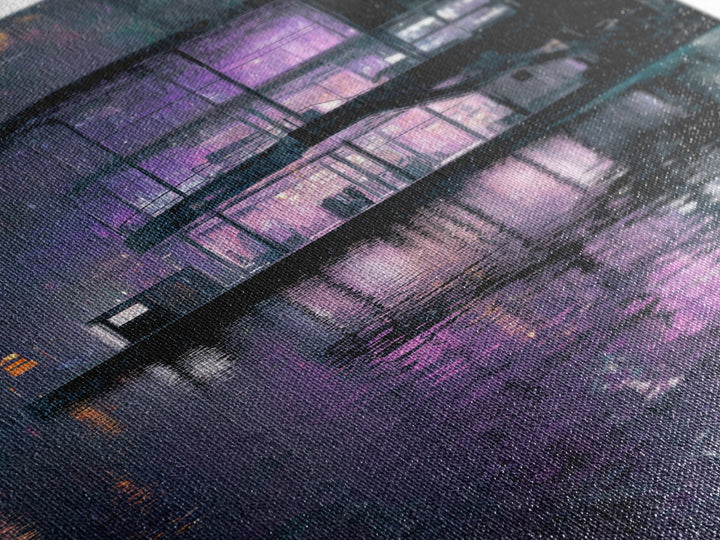 Floating Glass Architecture Above Reflective Water Canvas Print, Futuristic Art, Neutral Decor, Living Room Decor, Future, FUT-2x3-35