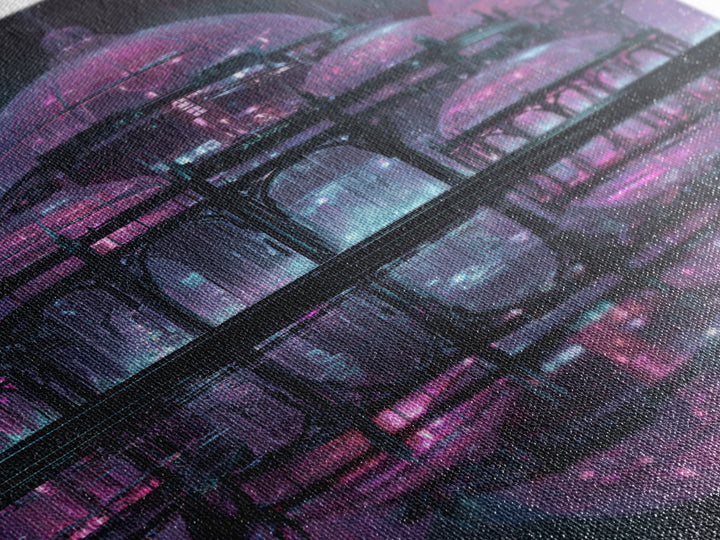 Futuristic Botanical Greenhouse Canvas Print, Futuristic Art, Modern Wall Art, Living Room Decor, Oil Painting, Future, FUT-2x3-50