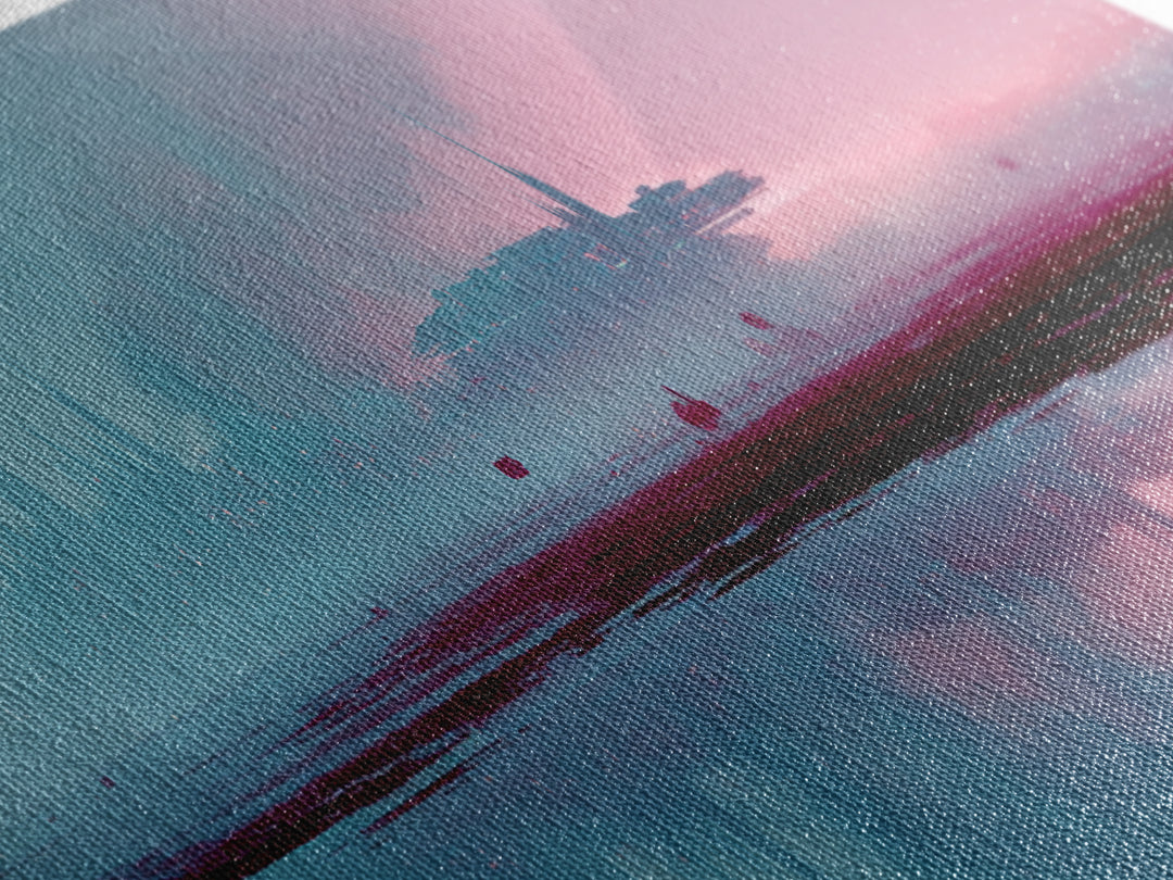 Minimal Spacecraft over a Clean Planet Horizon Canvas Print, Futuristic Art, Canvas Painting, Living Room Decor, Oil Painting, FUT-3x1-71