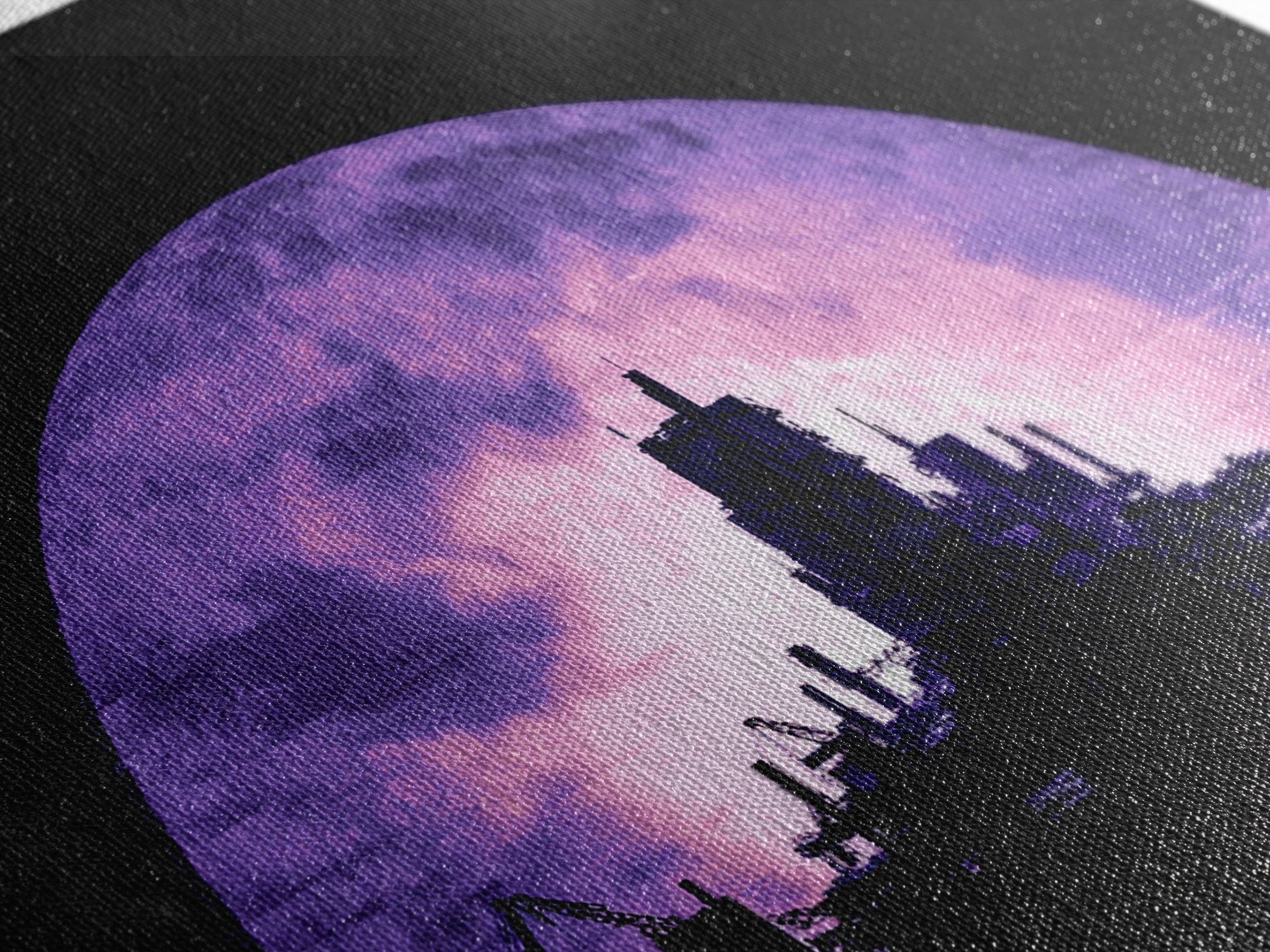 Moon Colony Silhouette Framed Canvas Print, Futuristic Art, Digital Print, Living Room Decor, Watercolor Art, Future, FUT-3x2-97