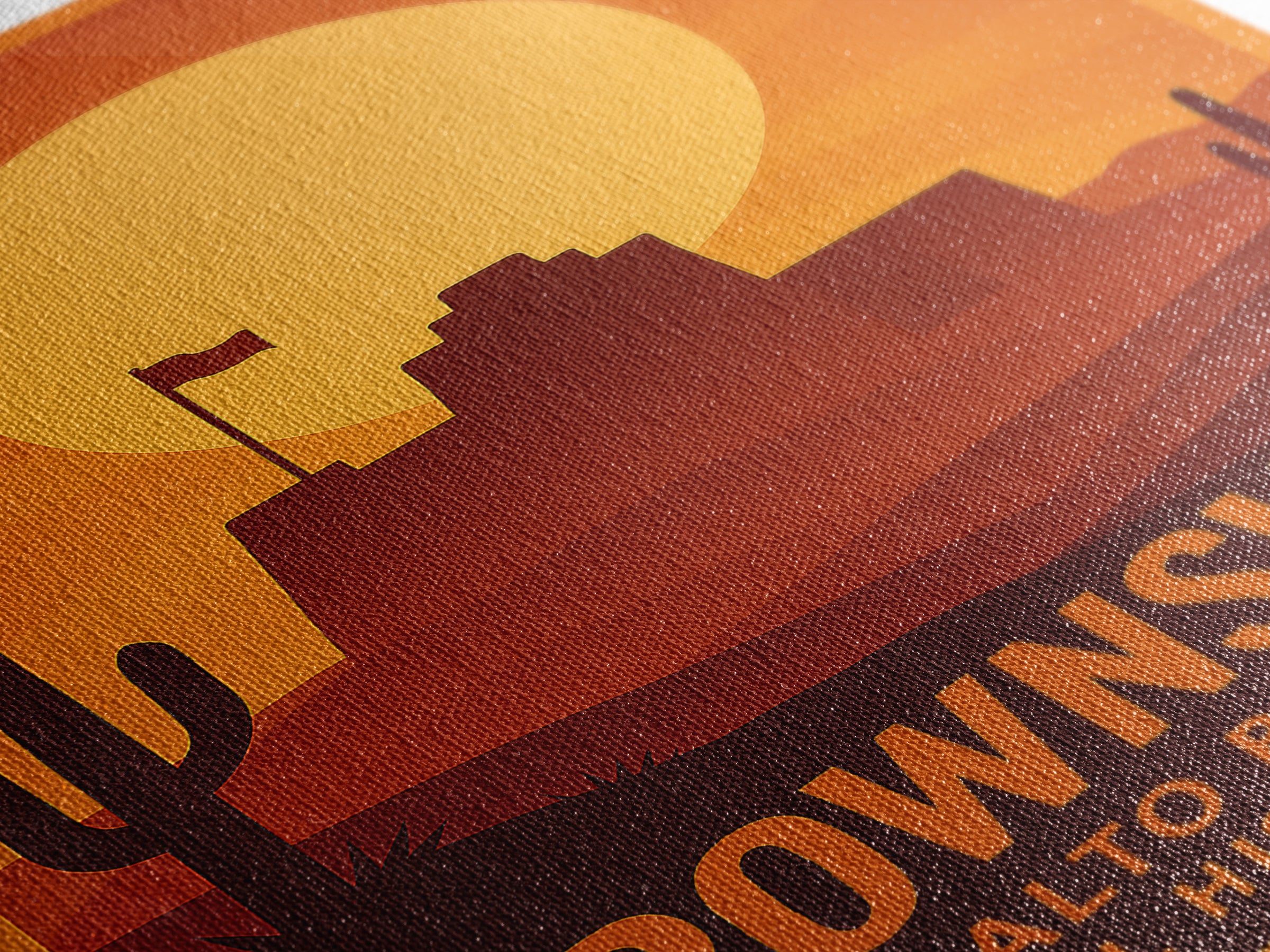 Brownsville Travel Poster, Framed Canvas Print, Golden Travel Poster Art, Brownsville City Art, Travel Poster Art, Mid Century Wall Art
