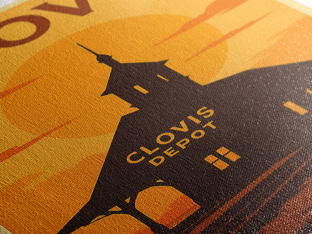 Clovis California Travel Poster, Canvas Print, Golden Travel Poster Art, Clovis Wall Art, Wall Decor, City Art Print, Wanderlust Decor