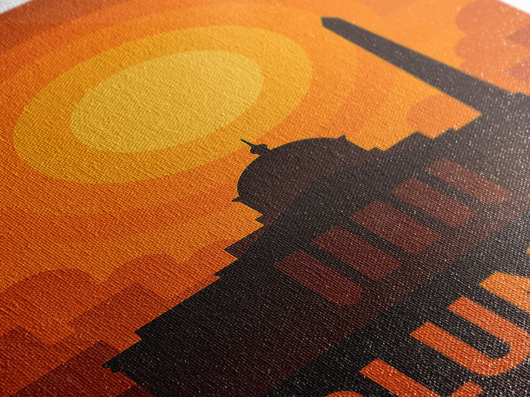 Columbus Travel Poster, Canvas Print, Golden Travel Poster Art, Columbus City Art, Living Room Wall Art, Vintage City Poster, Poster Art