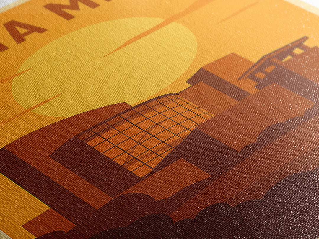 Costa Mesa California Travel Poster, Canvas Print, Warm Sunset Silhouette Art, Costa Mesa Wall Art, Travel Prints, Travel Art Print