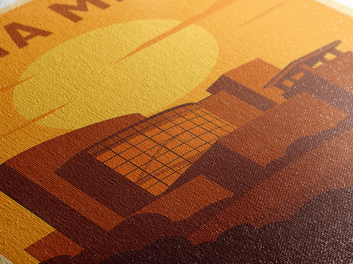 Costa Mesa California Travel Poster, Canvas Print, Warm Sunset Silhouette Art, Costa Mesa Wall Art, Travel Prints, Travel Art Print