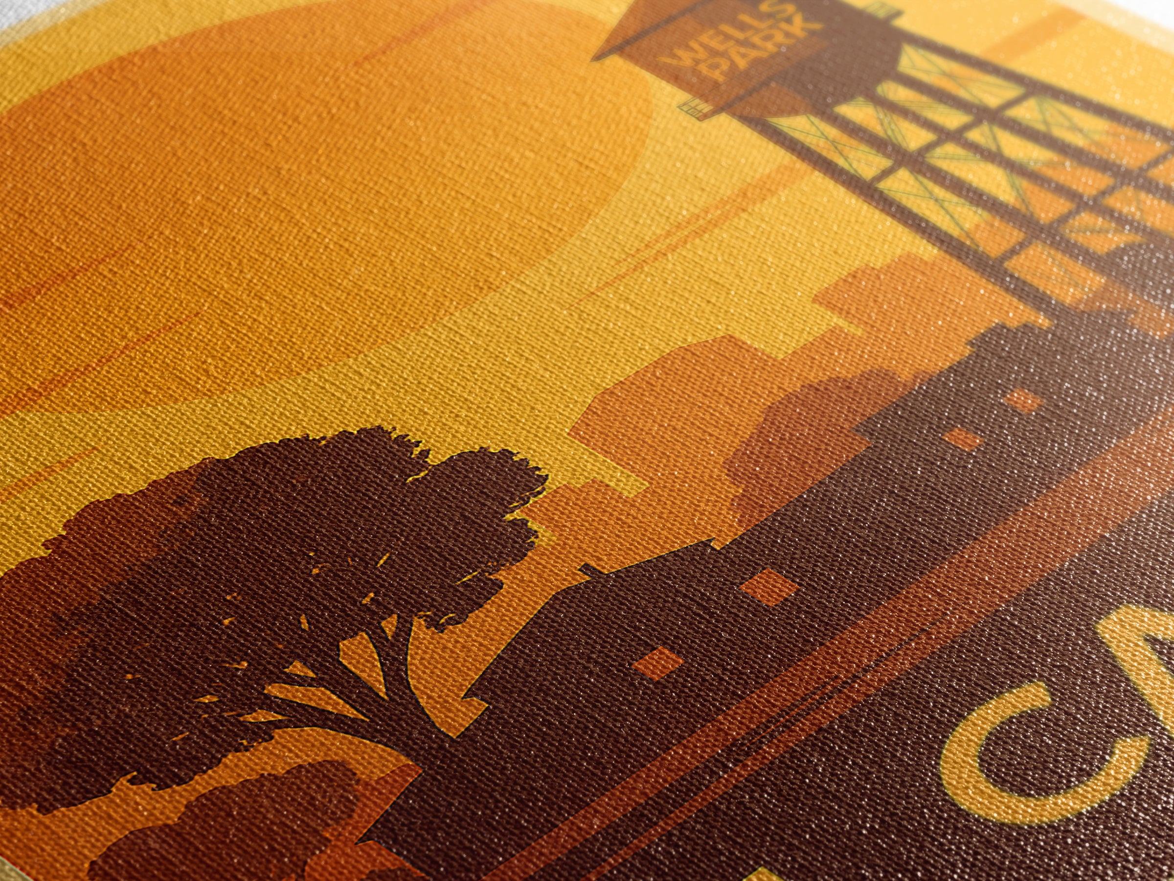 El Cajon Travel Poster, Framed Canvas Print, Golden Travel Poster Art, El Cajon Art Print, Travel Wall Art, City Illustration, Wall Art