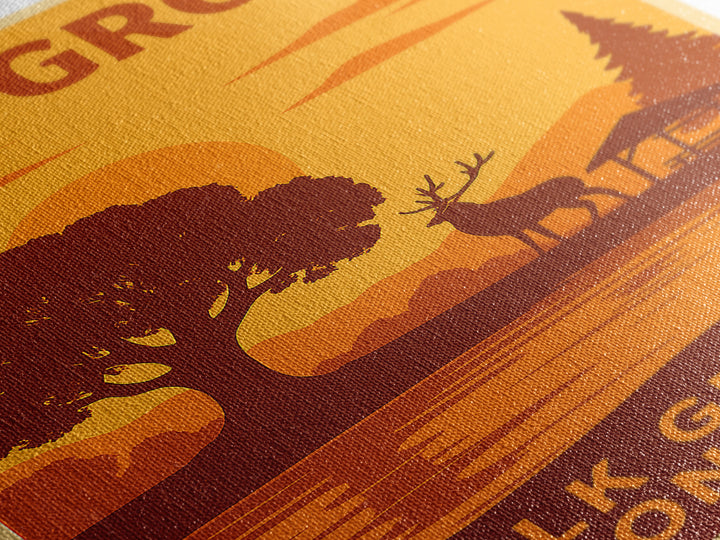 Elk Grove California Travel Poster, Framed Canvas Print, Warm Sunset Silhouette Art, Elk Grove Art Print, City Art Print, City Illustration