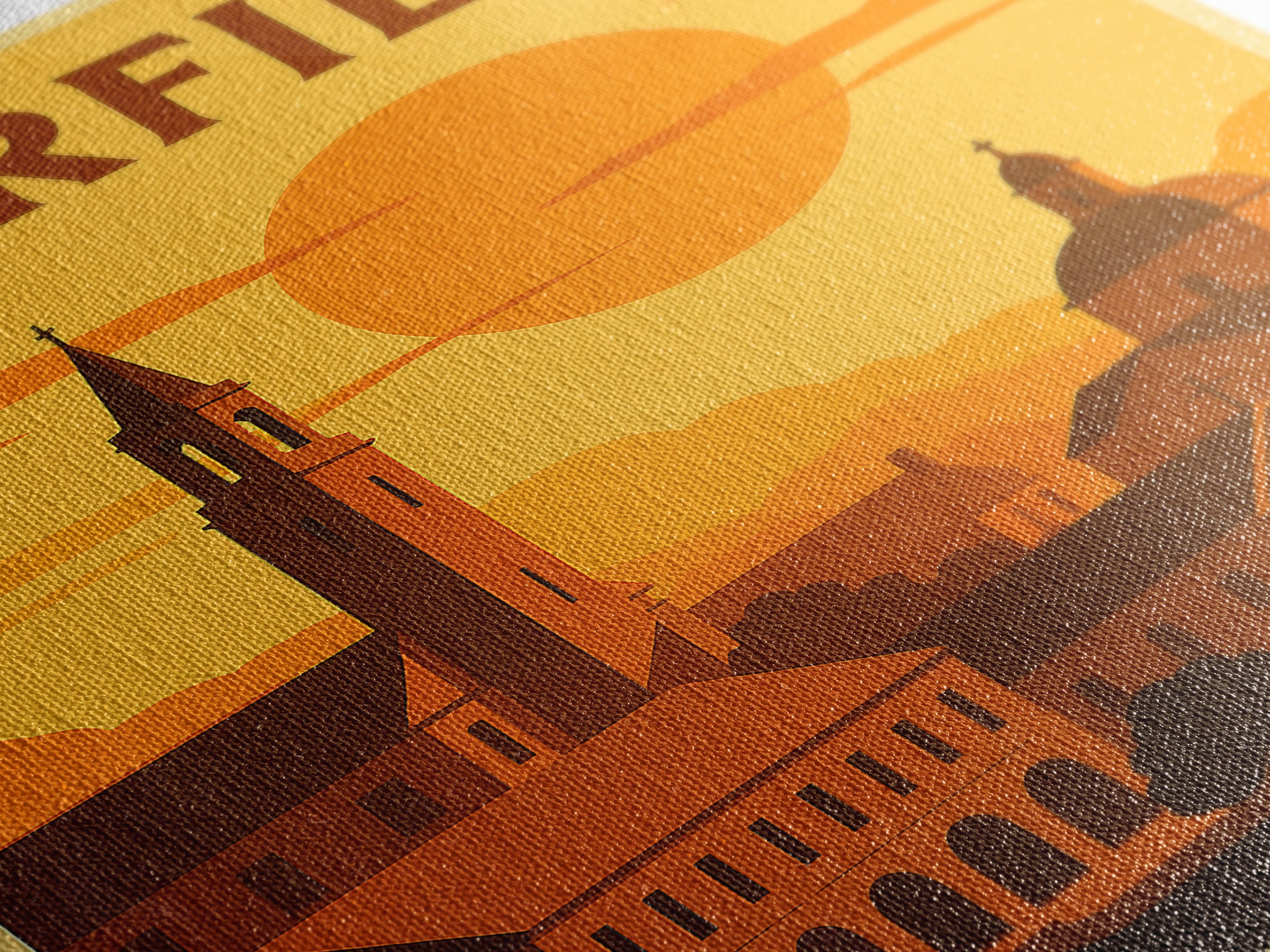 Fairfield California Travel Poster, Canvas Print, Warm Sunset Silhouette Art, Fairfield Wall Art, Vintage Travel Print, Retro Travel Print