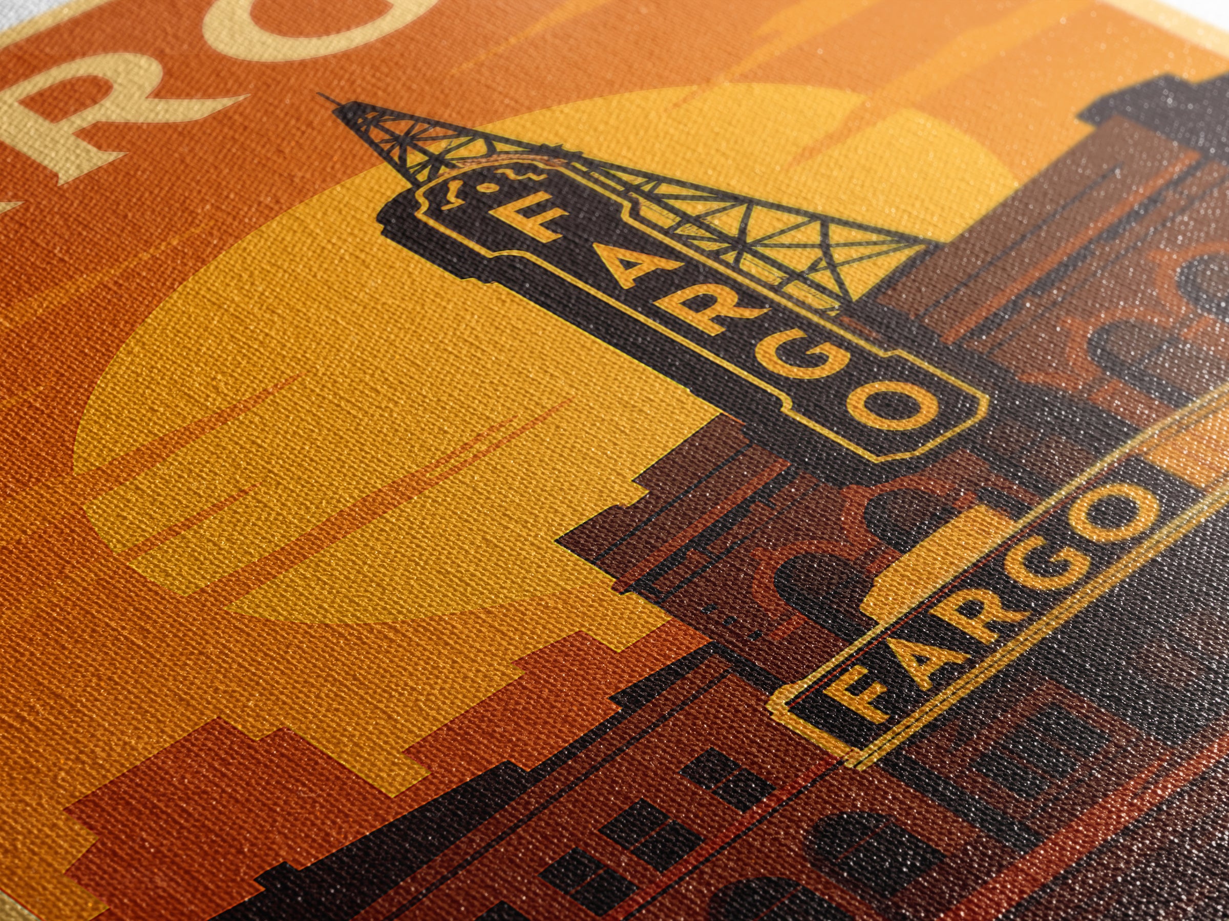 Fargo North Dakota Travel Poster, Canvas Print, Golden Travel Poster Art, Fargo Art Print, Travel Poster Set, Wall Art, Home Office Decor