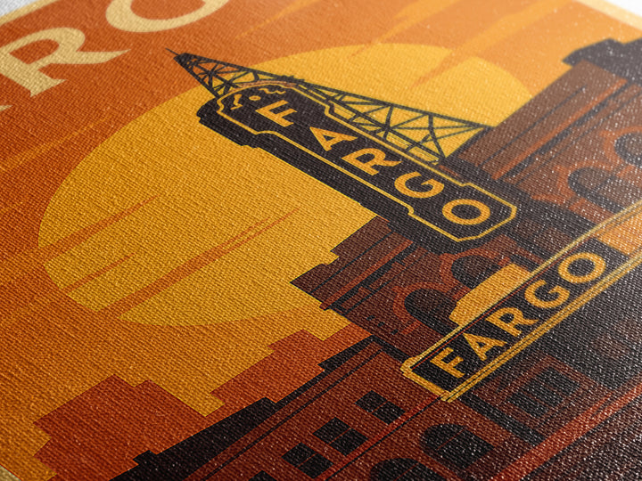 Fargo North Dakota Travel Poster, Canvas Print, Golden Travel Poster Art, Fargo Art Print, Travel Poster Set, Wall Art, Home Office Decor