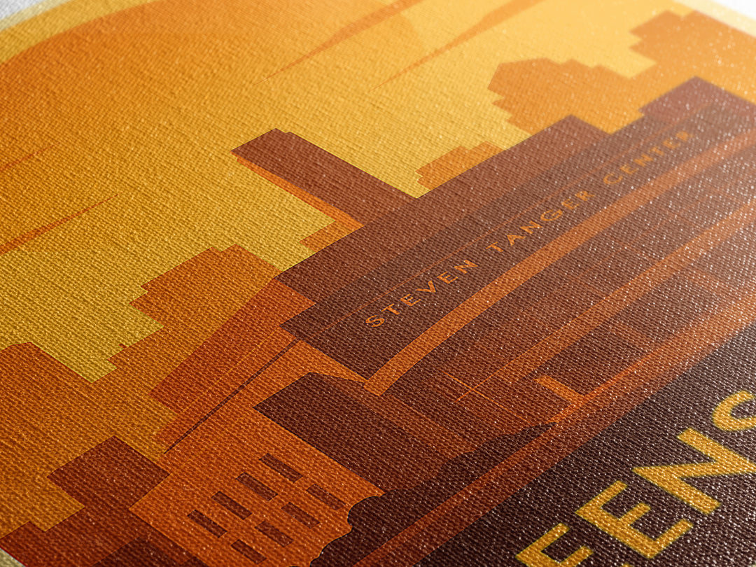 Greensboro Travel Poster, Framed Canvas Print, Gold Art Deco Poster Art, Greensboro Wall Art, City Art Print, Wanderlust Decor