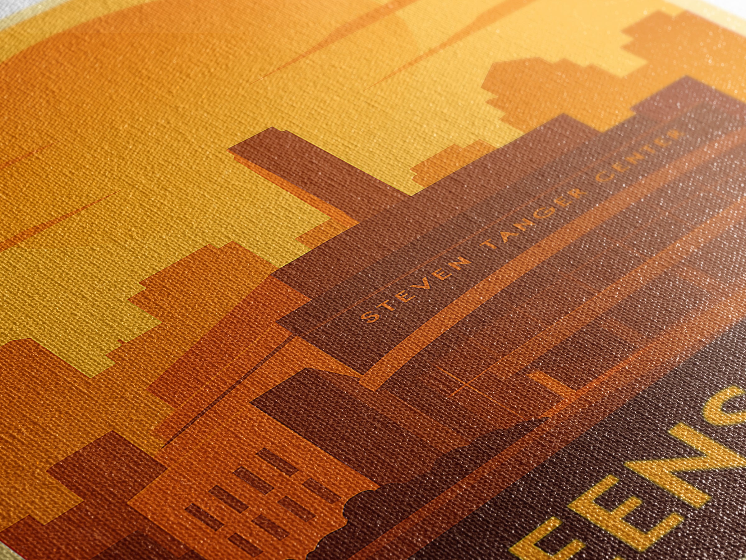 Greensboro Travel Poster, Framed Canvas Print, Gold Art Deco Poster Art, Greensboro Wall Art, City Art Print, Wanderlust Decor
