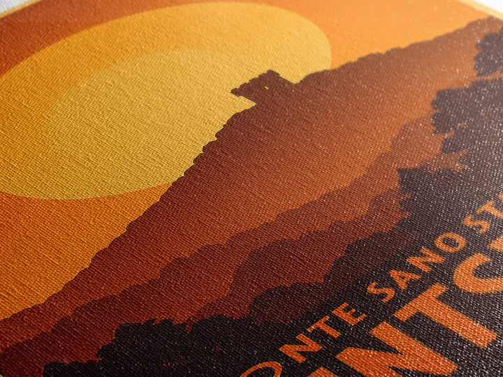 Huntsville Travel Poster, Framed Canvas Print, Warm Sunset Silhouette Art, Huntsville City Art, Vintage City Poster, Vintage City Art