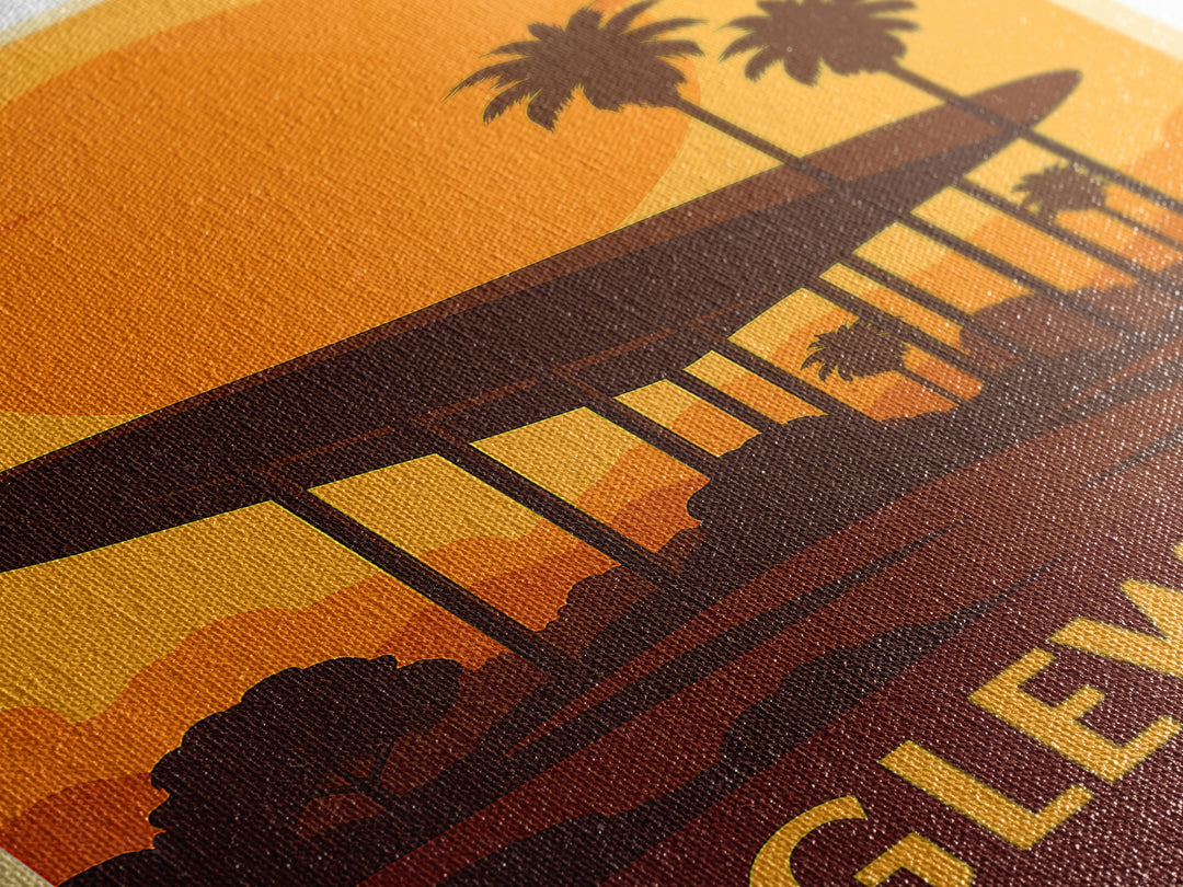 Inglewood Travel Poster, Canvas Print, Warm Sunset Silhouette Art, Inglewood Wall Art, Retro Travel Print, City Travel Prints, Wall Art